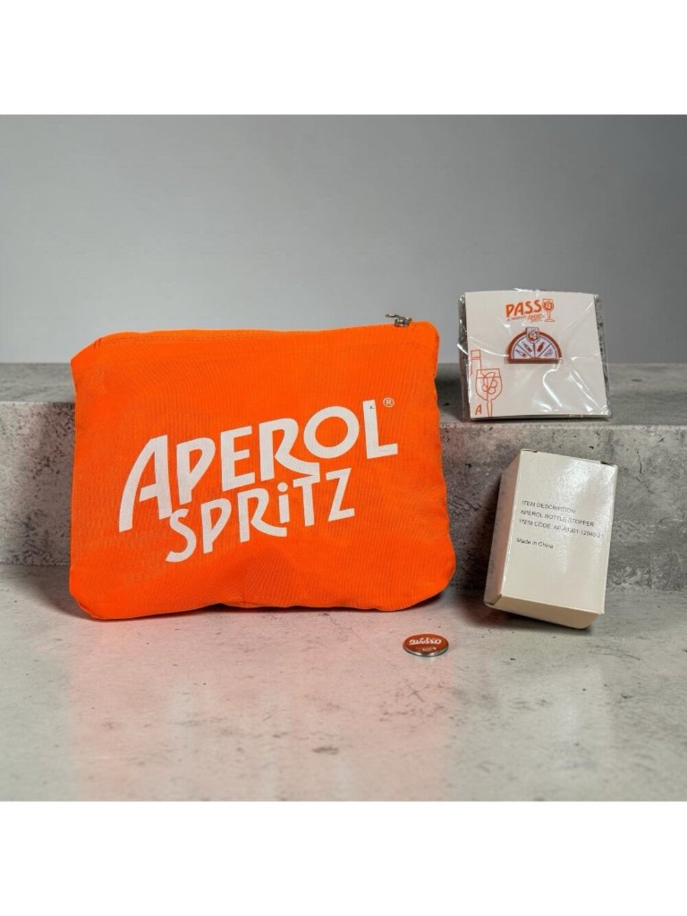 New Aperol Spritz Bundle Pouch Bottle Stopper Pin Advertising